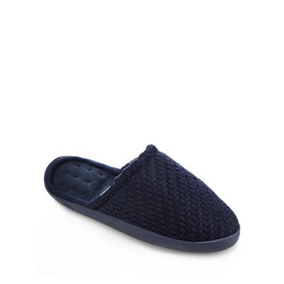 Totes Navy textured knit slippers